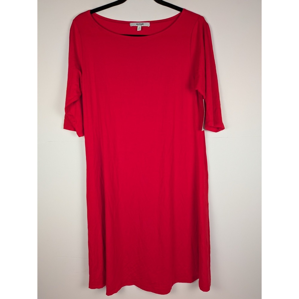 Sympli Bamboo Nu Trapeze Dress-Elbow Sleeve- Lipstick Red Women's Size 10